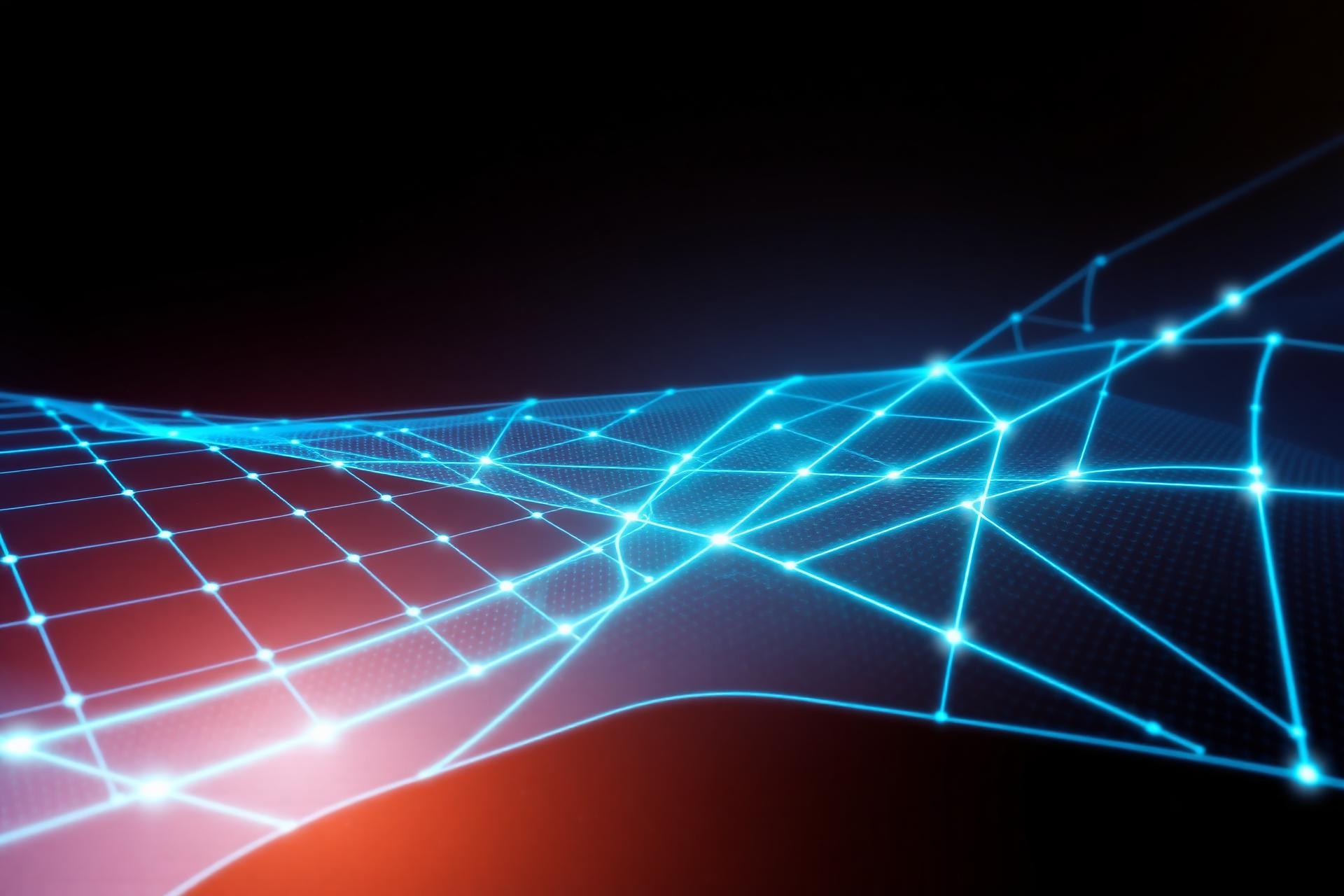 Abstrakte Tech-Visualisierung mit leuchtenden Linien